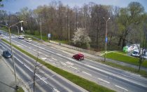 Ujęcie z drona ulicy Warszawskiej i mostu na potoku Starobielskim