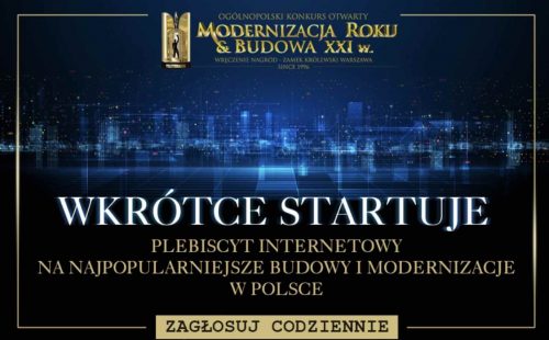 Baner-plakat promujący Plebiscyt internetowy na najpopularniejsze budowy i modernizacje w Polsce