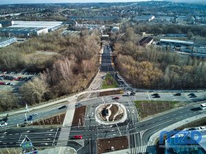 01. Ulica Eugeniusza Kwiatkowskiego - widok na rozbudowywaną ulicę od strony skrzyżowania z ulicą Warszawską.