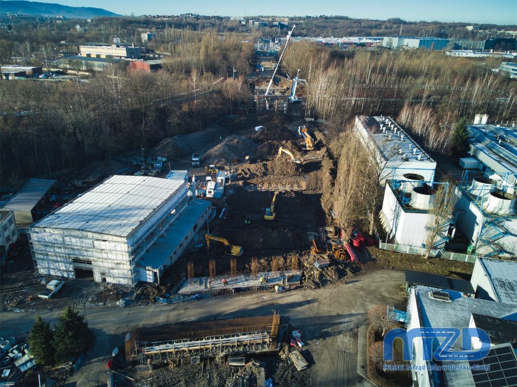 Ujęcie z drona na środkowy odcinek ul. Eugeniusza Kwiatkowskiego.