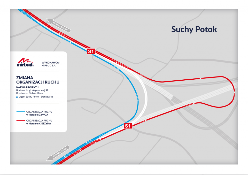 Zmiana organizacji ruchu na Węźle Suchy Potok w Bielsku-Białej